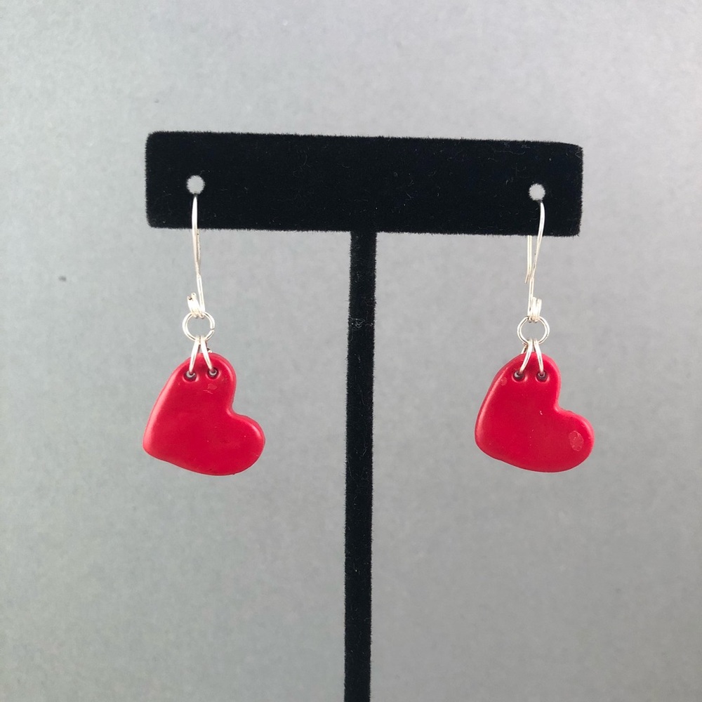 Handmade Heart Earrings/ sterling silver